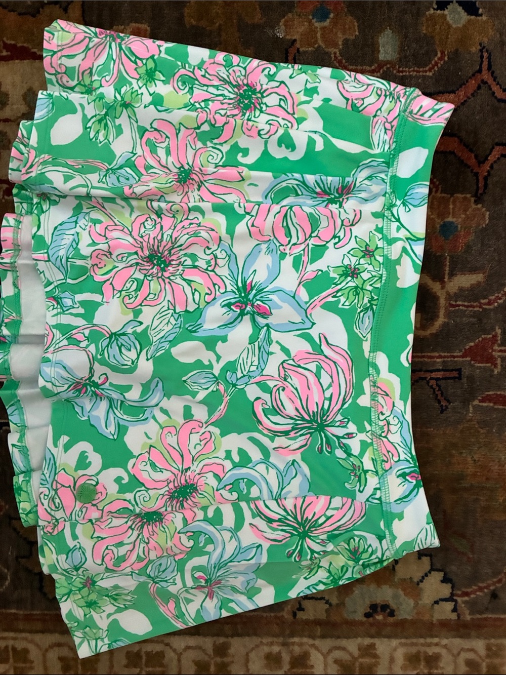 Lilly Pulitzer White Swim Bottom with Mint Contrast Stitching and Gold Logo